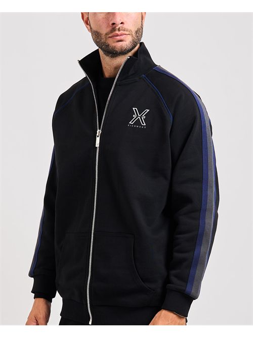 Felpa uomo Richmond X fullzip con bande colorate RICHMOND X | UMA25033FEBLACK